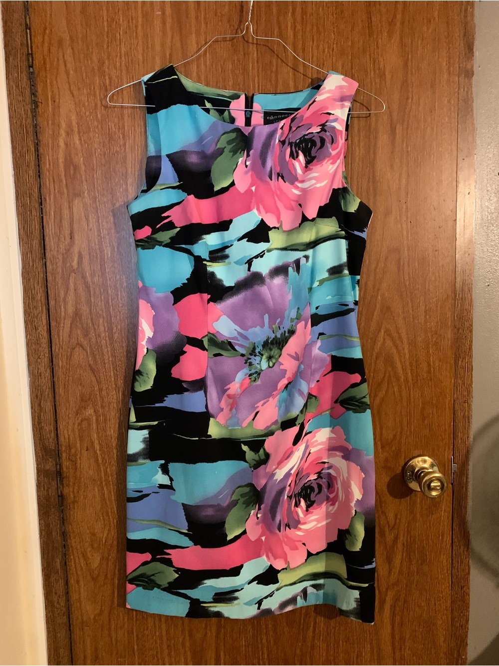 connected apparel Pink, Blue & Green Floral Sheath Dress
